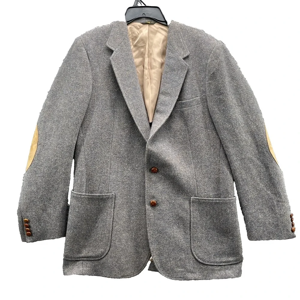 Vintage The Gallery Haggar Blazer Mens 44L Elbow Patch Old Money Preppy Business